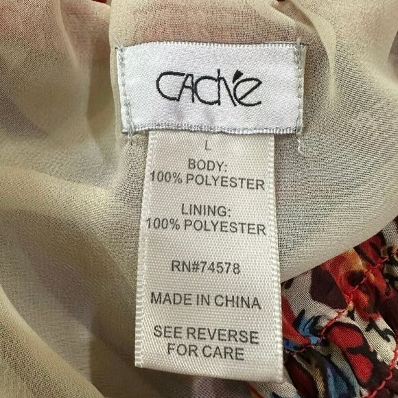 Cache BOHO Tiered Gypsy Festival Colorful Beaded Smock Waist Midi Skirt SZ Large - Picture 13 of 14